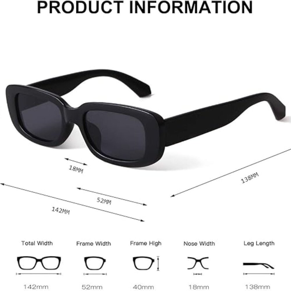 Retro Rectangle Sunglasses - Picture 2 of 4